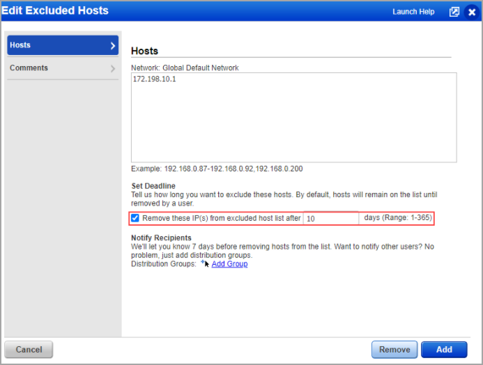 Edit excluded host to remove the excluded hosts..